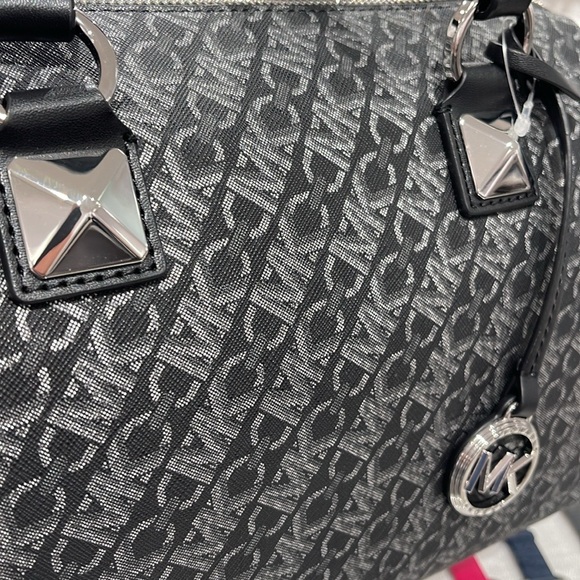 MICHAEL KORS Grayson Medium Metallic Empire Monogram Duffle Satchel
BLK/SILVER - Picture 9 of 16